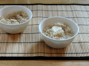 Bowls of hot buttered rice