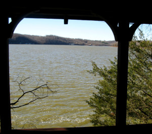 Lake view from covered walkway
